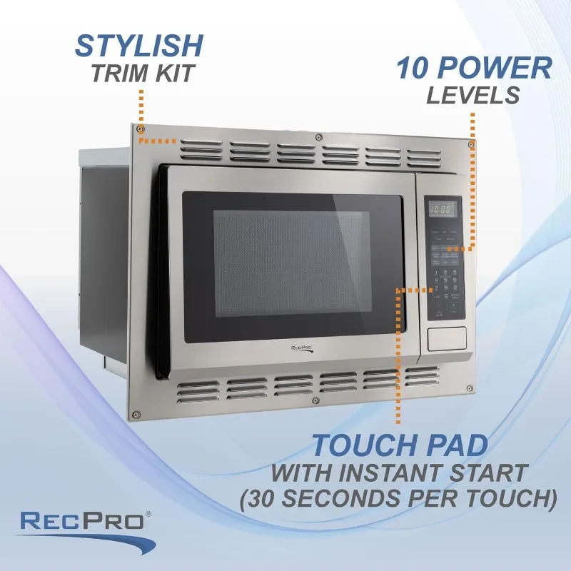 RecPro RV Convection Microwave Stainless Steel 1.1cu. ft. | 120V | Appliances | Direct Replacement for High Pointe and Greystone 5
