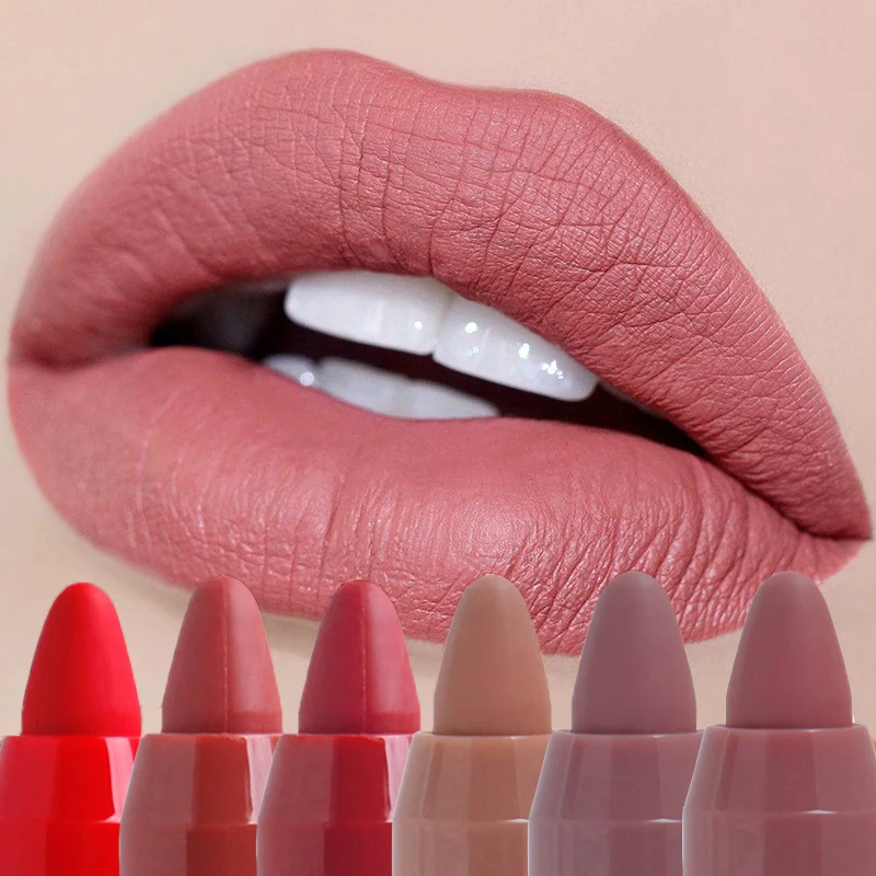 12 Colors Sexy Matte Lipstick Waterproof Long Lasting Color Rendering Non-stick Velvet Lips Liner Pencil Nude Makeup Cosmetics