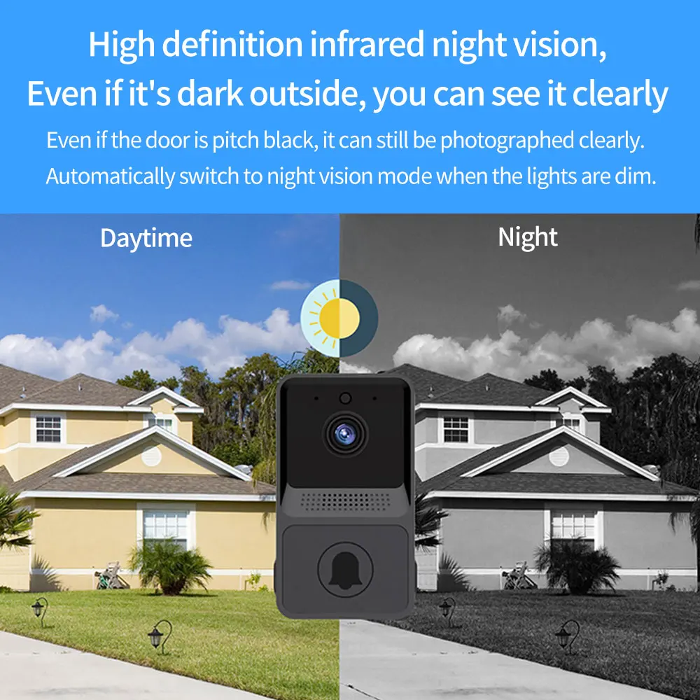 Wireless Doorbell WiFi Outdoor HD Camera Security Door Bell