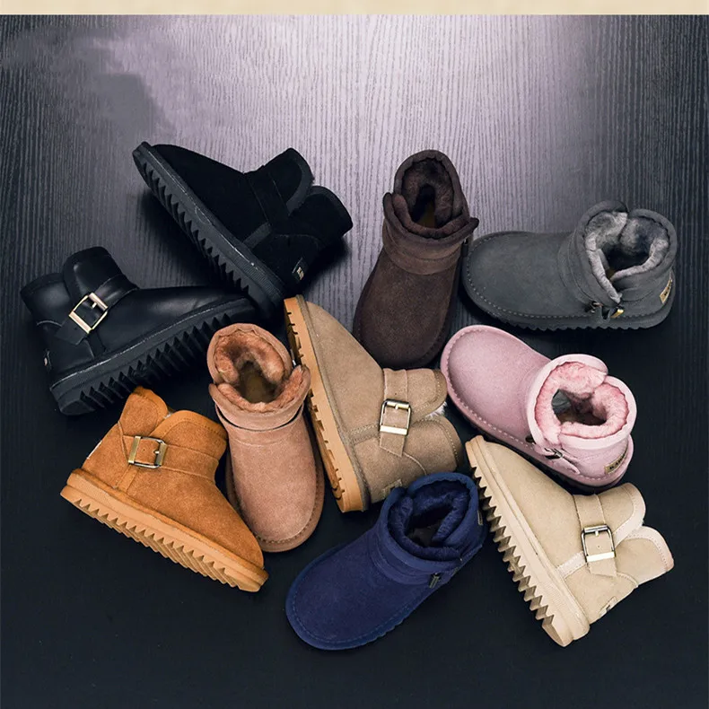 Description Picture 4 of item2024 New Children Snow Boots Baby Girl Short Boots Thickened Plush Children Solid Color Comfortable Buckle Strap Shoes