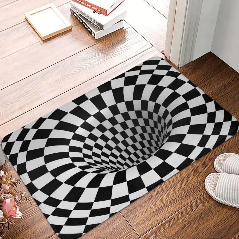 3D Abstract Vortex Illusion Front Door Floor Tappetini D'Ingresso Outdoor Geometric Optical Swirl Trap Room Zerbino Garage Tappeto Tappeto