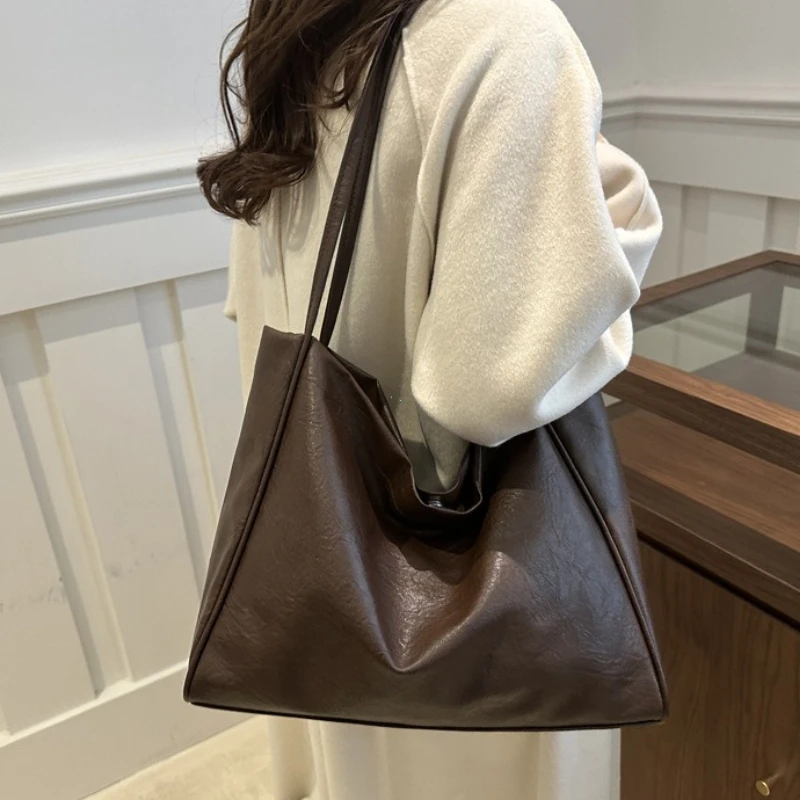 Faionable Large Capaci Soft Leather Casual Commuter Women's Bag Tote Bag Single oulder Bag Trendy Versatile Commuting Handbag