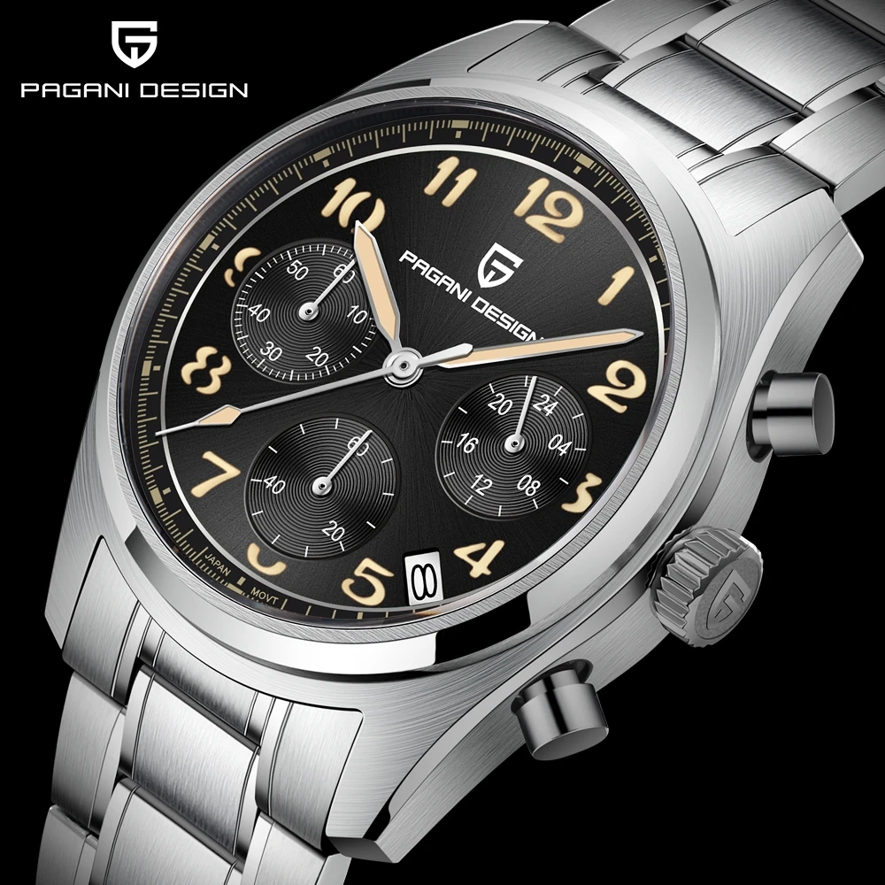 PAGANI DESIGN 38MM Men's Pilot Sports Quartz Watches Sapphire Glass 316L Stainless Steel Chronograph Reloj Hombre 2023 New addiesdive new quartz watch men wristwatch 316l stainless steel 50m waterproof watch luminous hand 51mm alloy case sports watch