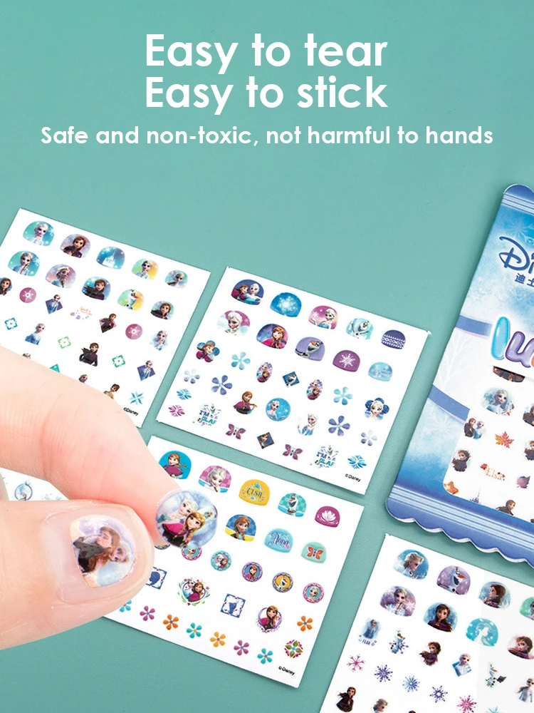 Disney Girls and Children's Nightglow Nail Stickers Ice and Snow Romance Princess Elsa Nail Stickers Cartoon Sticker Toys 4