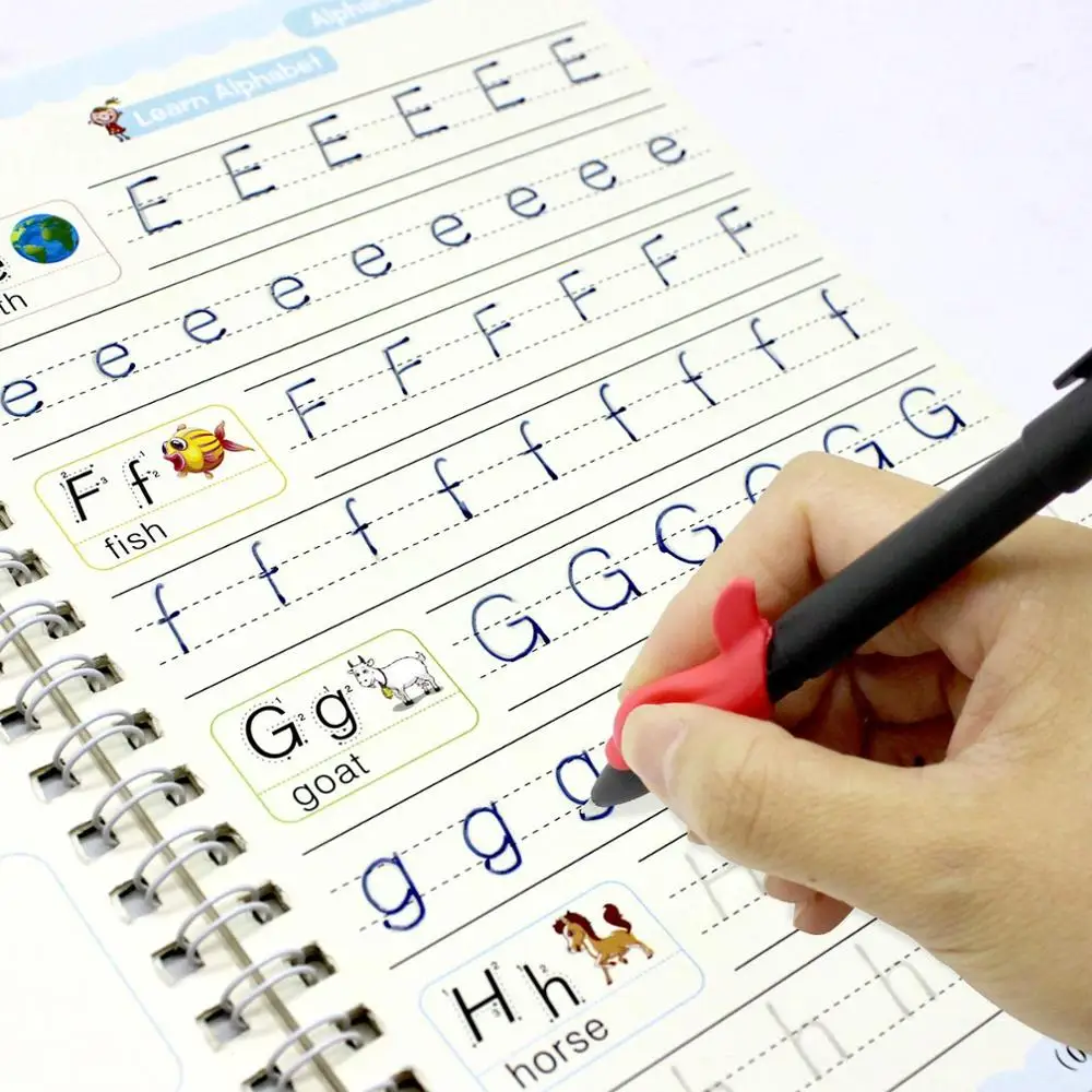 4 Books Reusable 3D Groove Magic Calligraphy Learning English Painting Practice Copybook For Calligraphy Writing For Kids Libros 2