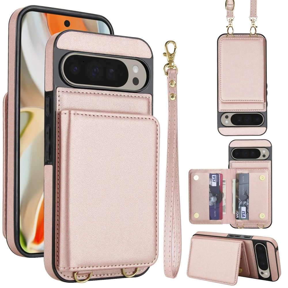Versatile Crossbody Leather Wallet Case with Kickstand and Card Holder Strap