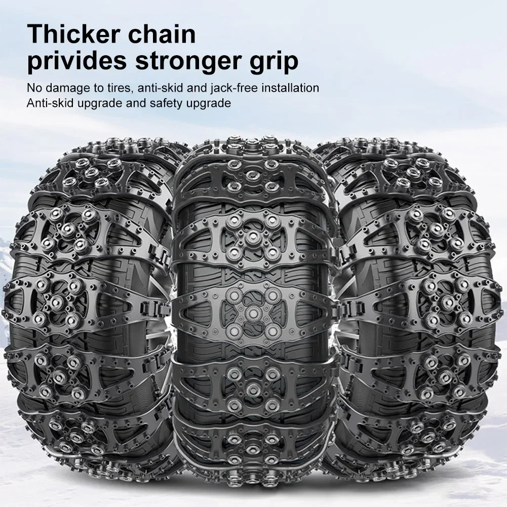 Universal Car Tire Chains Winter Snow Wheel Chain Outdoor Snow Tire Emergency Double Grooves Anti-Skid Chains for 165-235mm