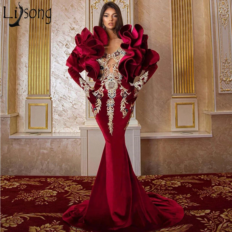 red velvet mermaid dress