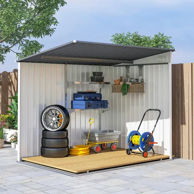 Abri de jardin en acier avec portes coulissantes et évents d'air 213x130x185cm Gris foncé 5