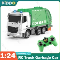 1:24 RC Truck Garbage Car Heavy Tractor Model Engineering Car Radio Controlled Sanitation Eletric Vehicle Car Toys for Boys Gift 1
