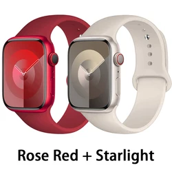 Dual Pack Silicone Sport Band for Smartwatches - Versatile and Durable Strap Collection (Rose Red-Starlight)