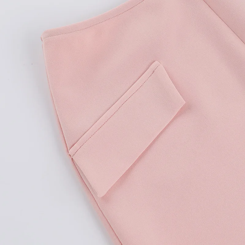JULISSA MO Patchwork Round Neck 3 piece Sets Women Skirt Suit Pink Long Sleeve T-shirt Mini Skirt Autumn Slim Elegant Skirt Sets