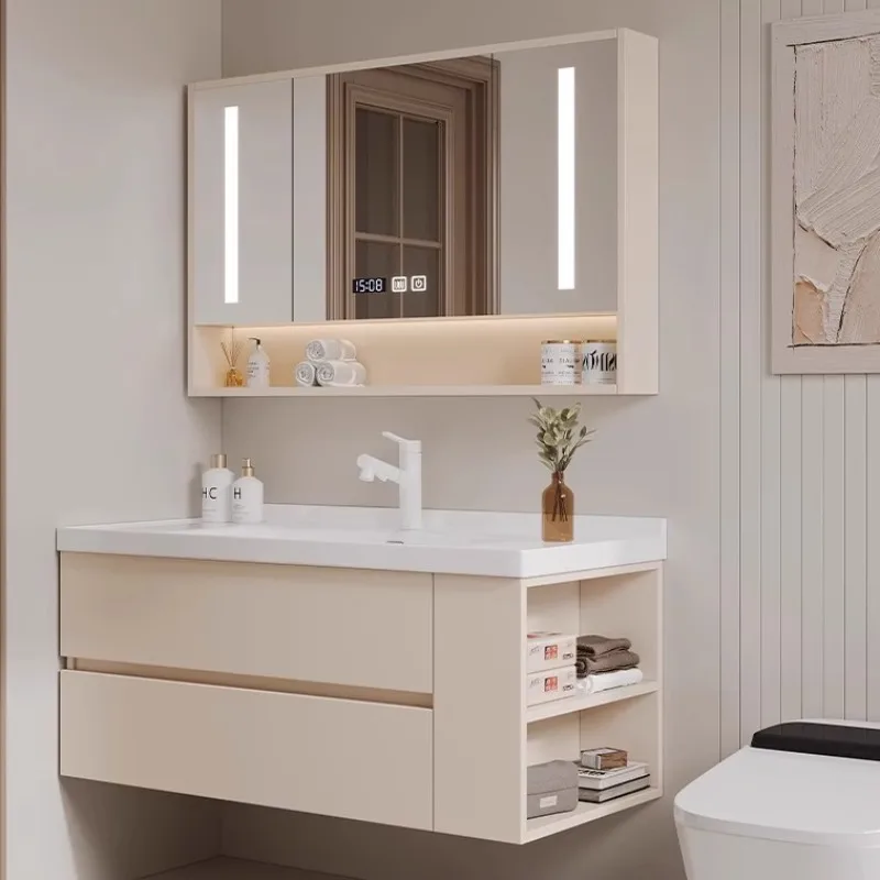 Vintage Toilet Bathroom Vanities Drawer Light White Storage Bathroom Vanities Mirror Closet Gabinete Para Banheiro Furniture