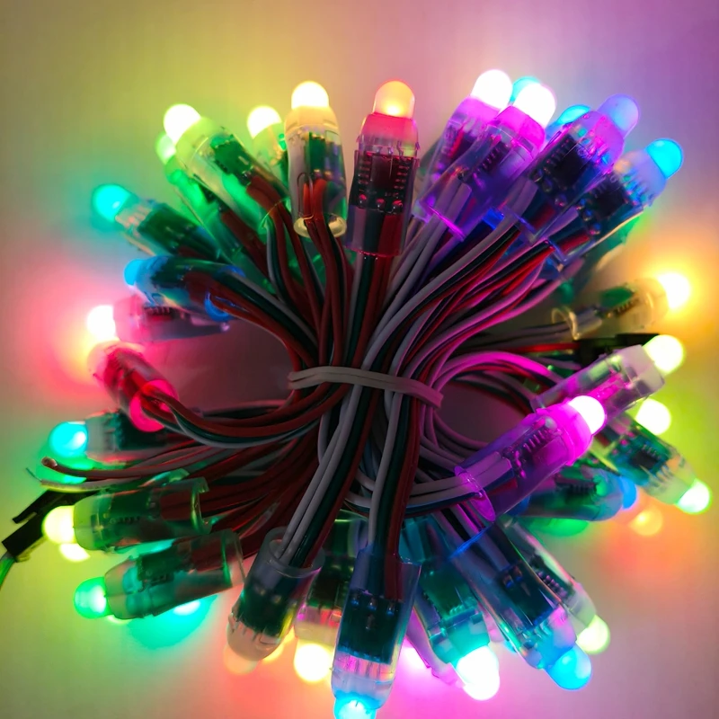 100pcs/lot 12mm LED Pixesl Light Module DC5V WS2811 Full Color IP68 waterproof 2811 IC RGB Digital Led christmas Lights String