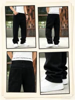 Jeans à Jambes Larges pour Hommes, Pantalon en Denim Droit et Ample, Pantalon Décontracté, Streetwear Hip Hop, Vêtement Quotidien, Mode Masculine, Bas Décontractés 6