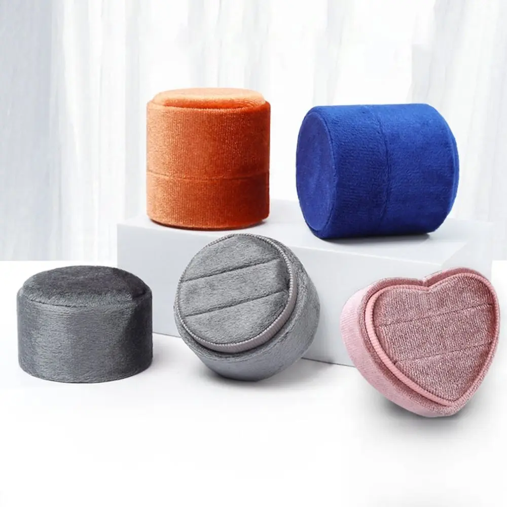 

Exquisite Heart-shaped Durable Double Ring Storage Box Velvet Jewelry Box Ring Display Box With Detachable Lid