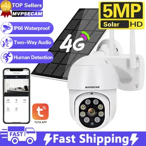 4G Sim Card PTZ Camera Outdoor Wireless Solar IP Camera 5MP HD Solar panels Video Surveillance Camera Long Time Standby Tuya APP