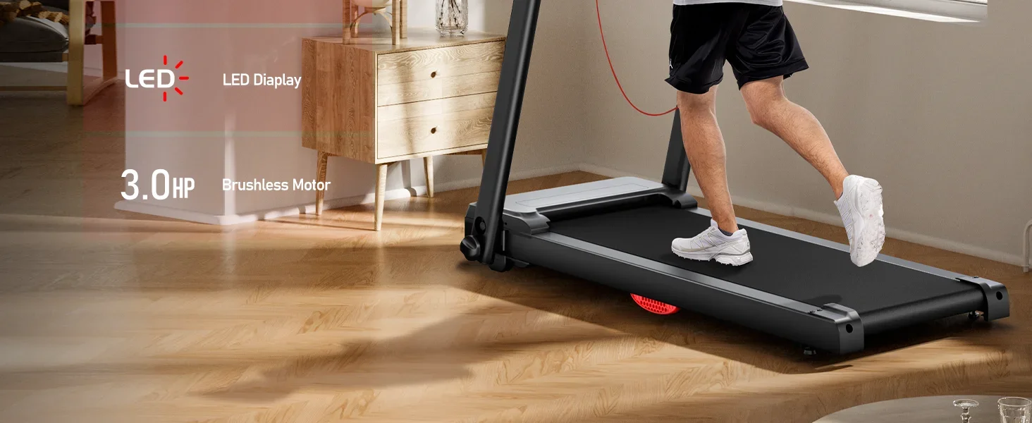 LONTEK home treadmill with led display and 3.0hp brushless motor
