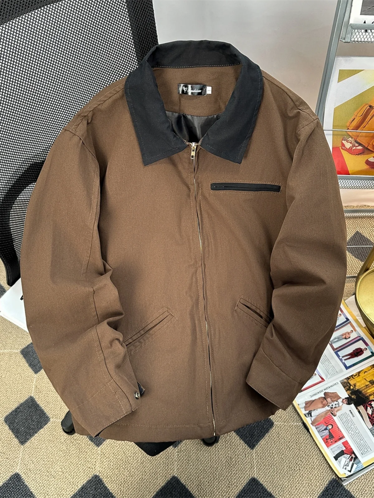 Retro American Detroit Jacket Men Women Solid Color Loose Cargo Coat Washed Cotton Casual Bomber Jacket Spring Autumn Unisex Top 4
