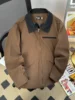 Retro American Detroit Jacket Men Women Solid Color Loose Cargo Coat Washed Cotton Casual Bomber Jacket Spring Autumn Unisex Top 4