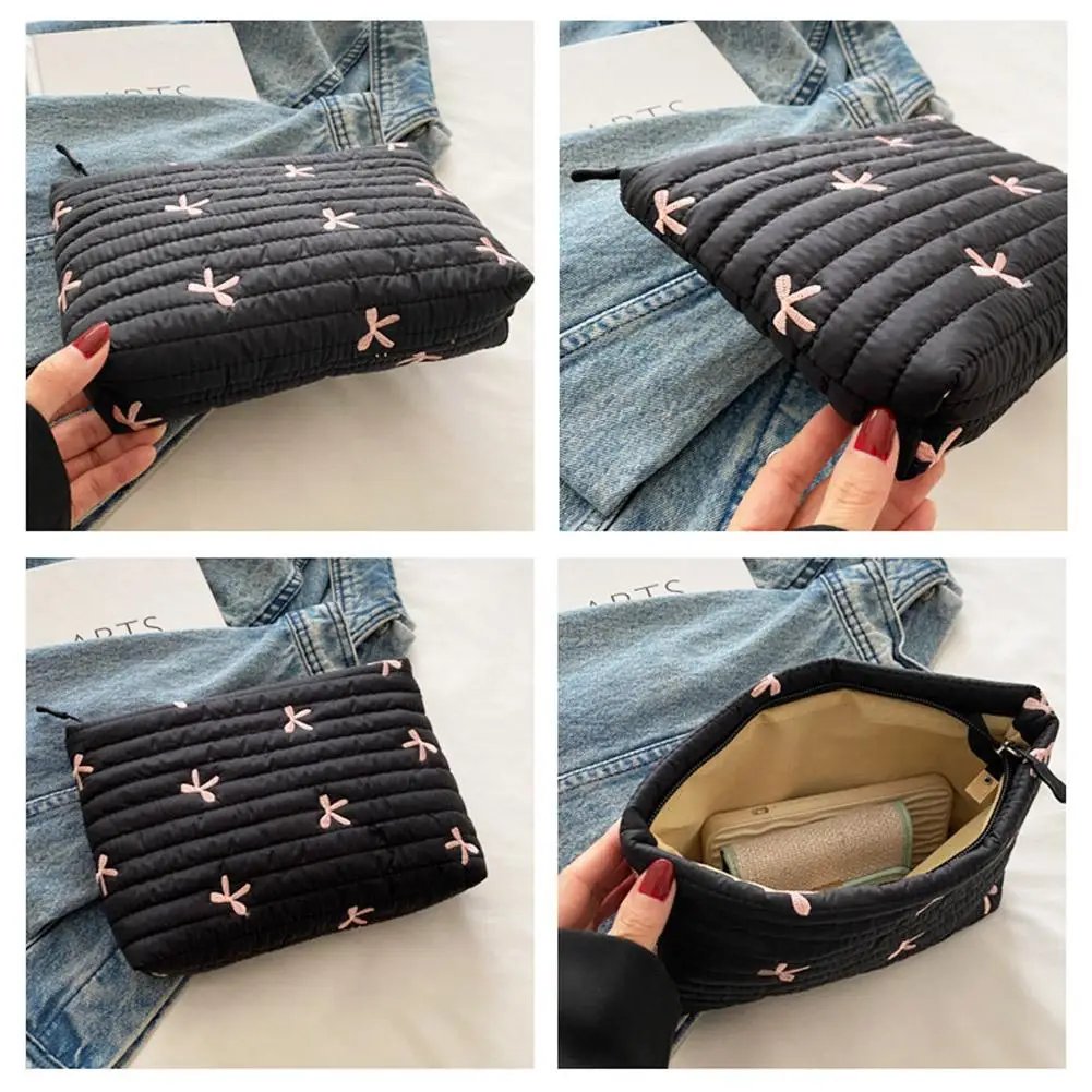 Bow Print Makeup bag for women Portable Large capacity Handheld Cosmetic Bag Cute Fashion Handbag Toiletries storage bag