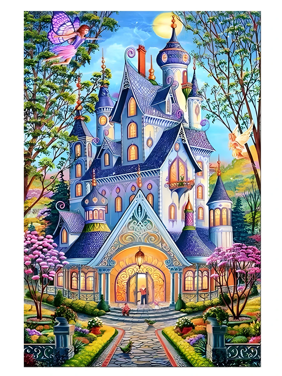 Scenery Cross Stitch Spring Castle DIY Embroidery Kit Home Fashionable Decorative Painting 11CT9CT Printed Needlework Handicraft