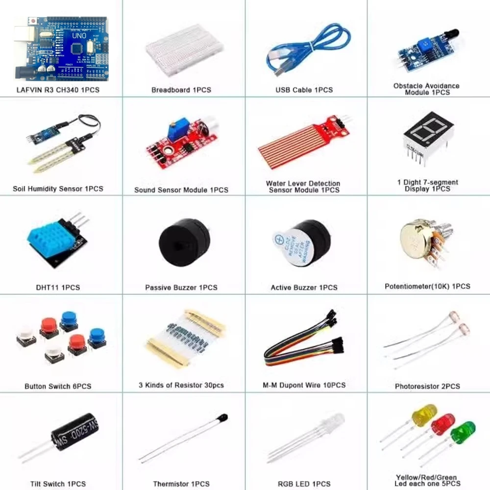 Arduino Component Set 400 Tie-points Breadboard DIY Project Starter Kit for Arduino UNO R3