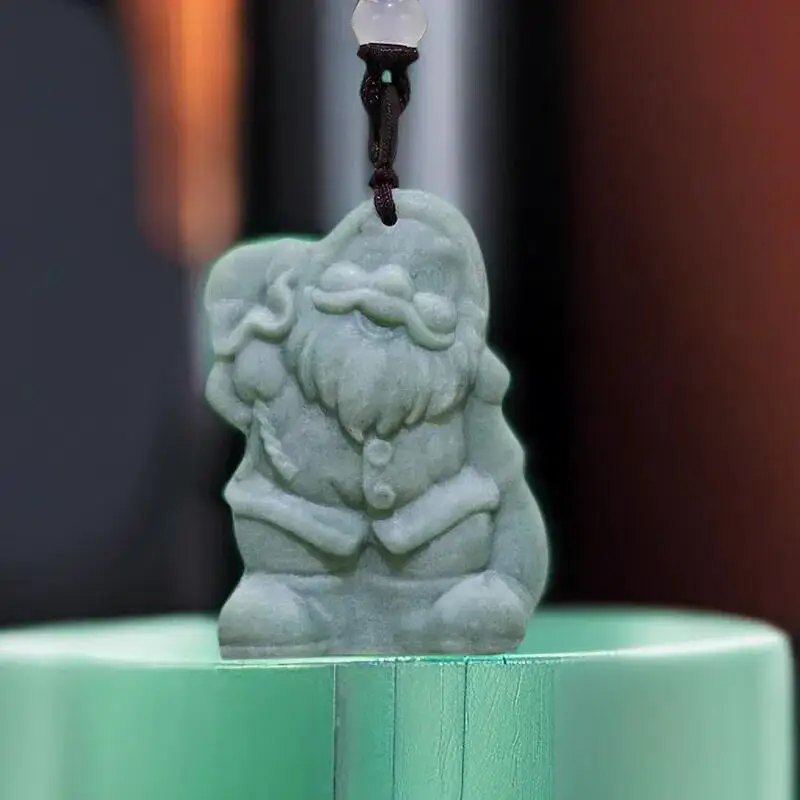 

Natural Real Jade Santa Claus Pendant Necklace Amulet Chinese Talismans Gemstones Gifts for Women Men Carved Jewelry Designer