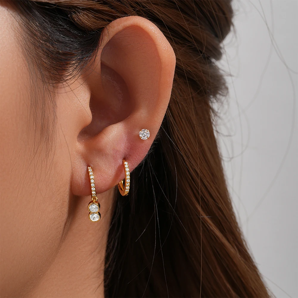 CANNER 여성용 S 피어싱 스터드 귀걸이, 고급 쥬얼리 선물, Brincos Pendientes, 세트 당 3 개, 신제품