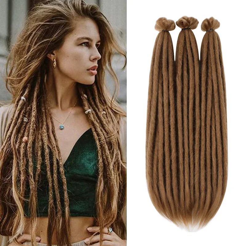 Handmade Dreadlocks Hair Extensions 20 Inch Soft Crochet Dreadlock Braids Hair Synthetic Faux Locs Braids Hair For Women And Men sambraid 12 inch synthetic braiding hair crochet braiding hair faux curly locs extension soft locks for black women