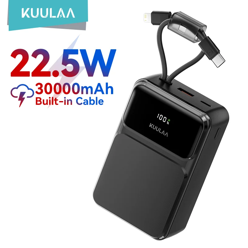 KUULAA 30000mAh 22.5W batterie externe chargeur Portable charge rapide Powerbank pour iPhone 16 15 Pro Max Xiaomi 14 batterie externe