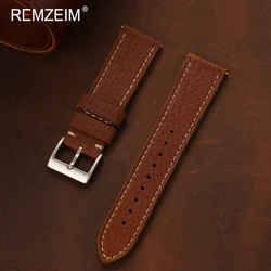 Elegant Genuine Leather Quick Release Watch Strap - Business Style Replacement Band - 22mm (Light Brown)