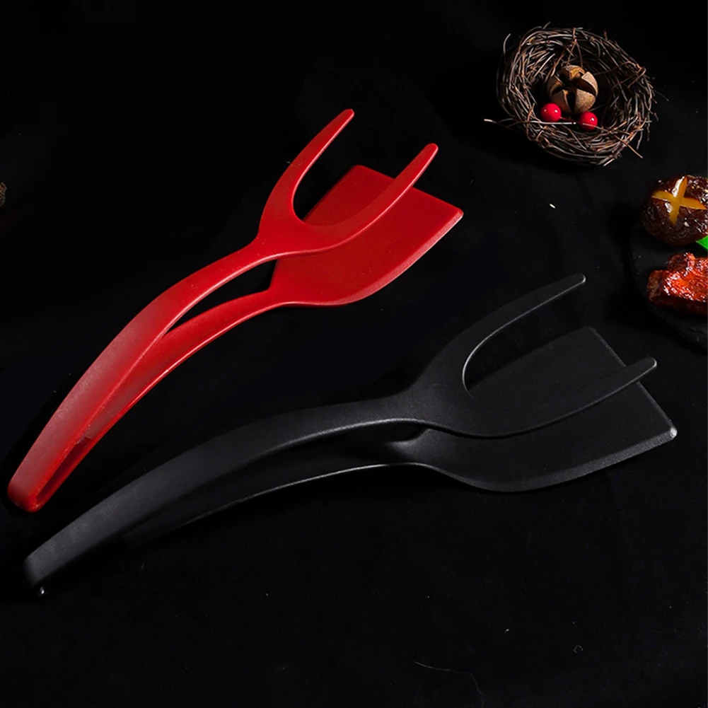 2 In 1 Flip Spatula Tongs Non Stick Egg Flipper Tongs Multifunctional Frying Steak Pancake for Home Kitchen Cooking