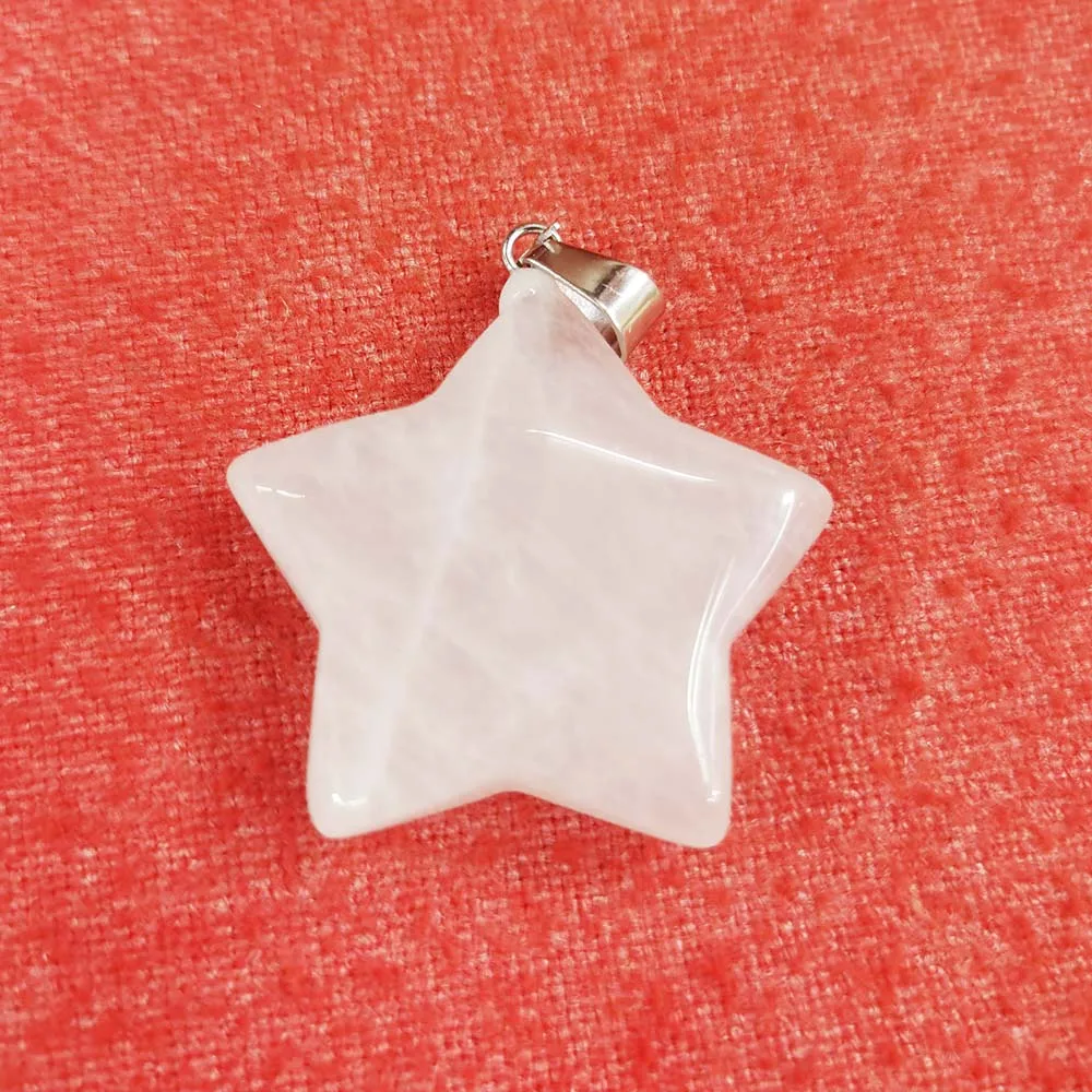 Natural Stone Pentagram Star Shape Crystal Agate Pendants Exquisite Necklace Accessories Charm DIY Jewelry Making Wholesale 6PCS
