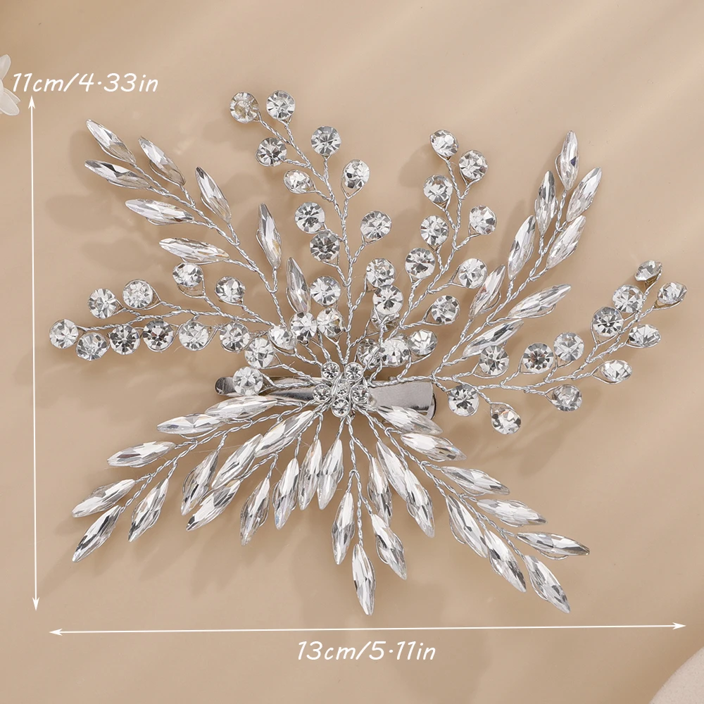 Trendy Rhinestone Gold Silver Bridal Hair Clip Women Girls Chic Party Wedding Hair Accessories Handmade Vintage Headpiece Tiaras