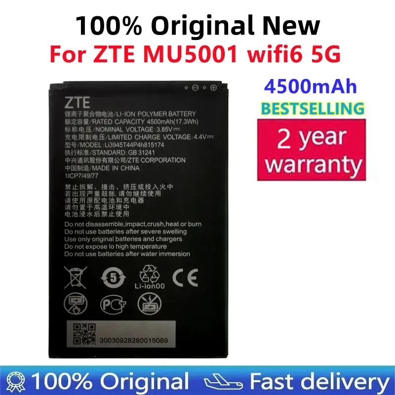 100% Meg nem látott Új 4500mah li3945t44p4h815174 Üteg számára ZTE MU5001 wifi6 5G Maroktelefon wifi Szikratávirát Forgalomirányító Ketrecek