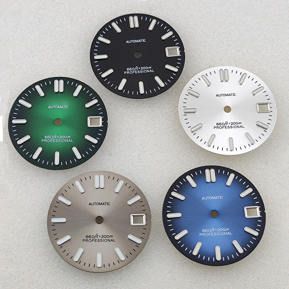 

NH35 Dial 28.5mm Bar Nail Watch Modified Replacement Green Luminous Dial for NH35/NH36/4R/7S Movement