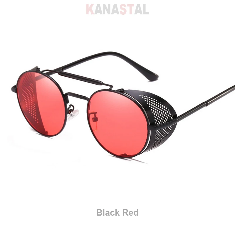 Zonnebril voor heren dames Gepolariseerde Steampunk Retro Ronde Unisex Brillen UV400,2021 Nieuwe Trendy Side Schild Stofbril Gotisch Zonnebril CGID