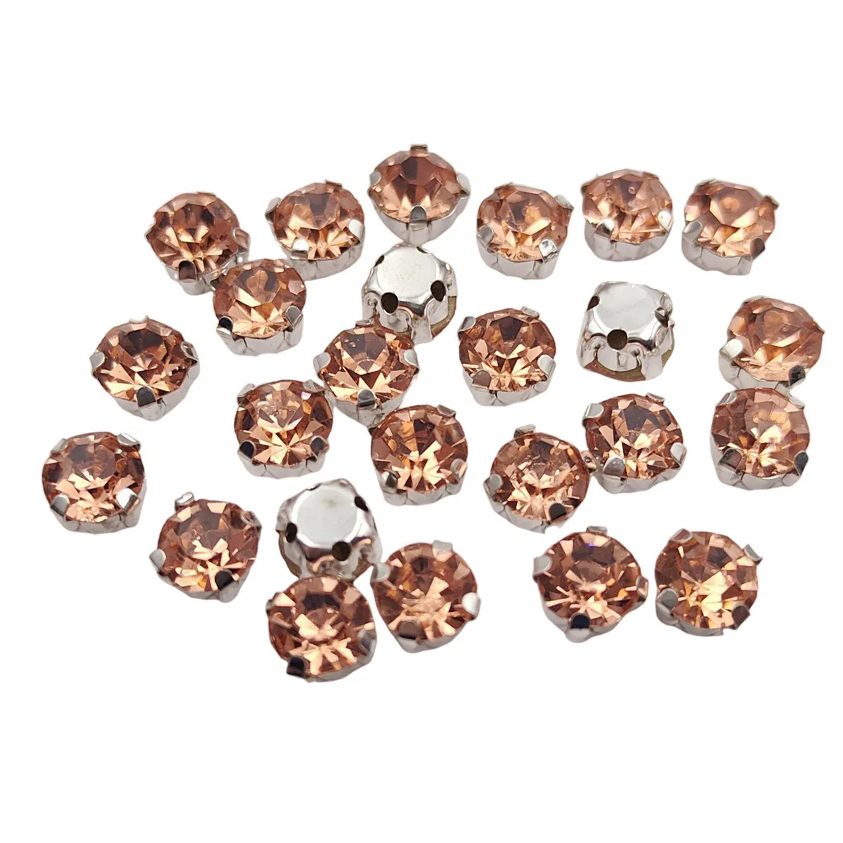 Round Glass Rhinestones with Claw Setting - Crystal Stones with Silver Metal Base