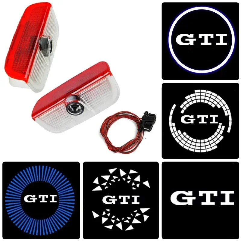 2Pcs Led Car Door Welcome Light Logo Per Vw Gti Logo Golf Tiguan Arteon Polo Bora Passat Jetta Touareg Lampade Per Proiettori Di Cortesia