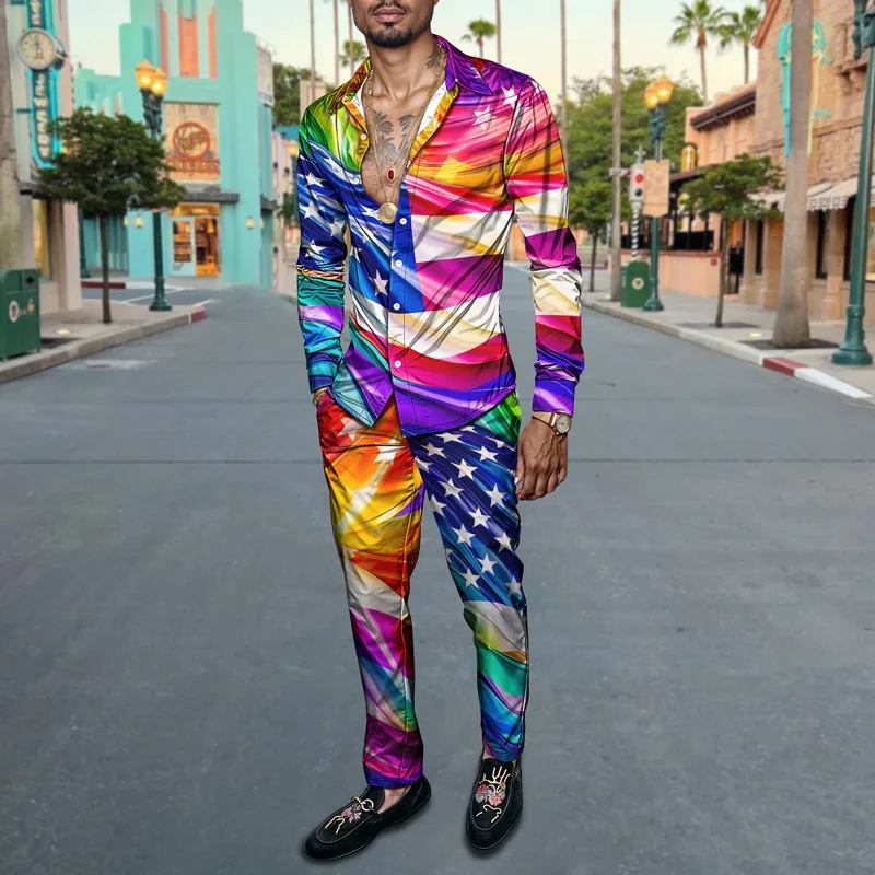 2025 New Style Spring Summer Men Shirt Set Brand Print Fashion Simple Two Piece Set Mens Luxury Lightweight Party Long Sleeves S_voghion.com