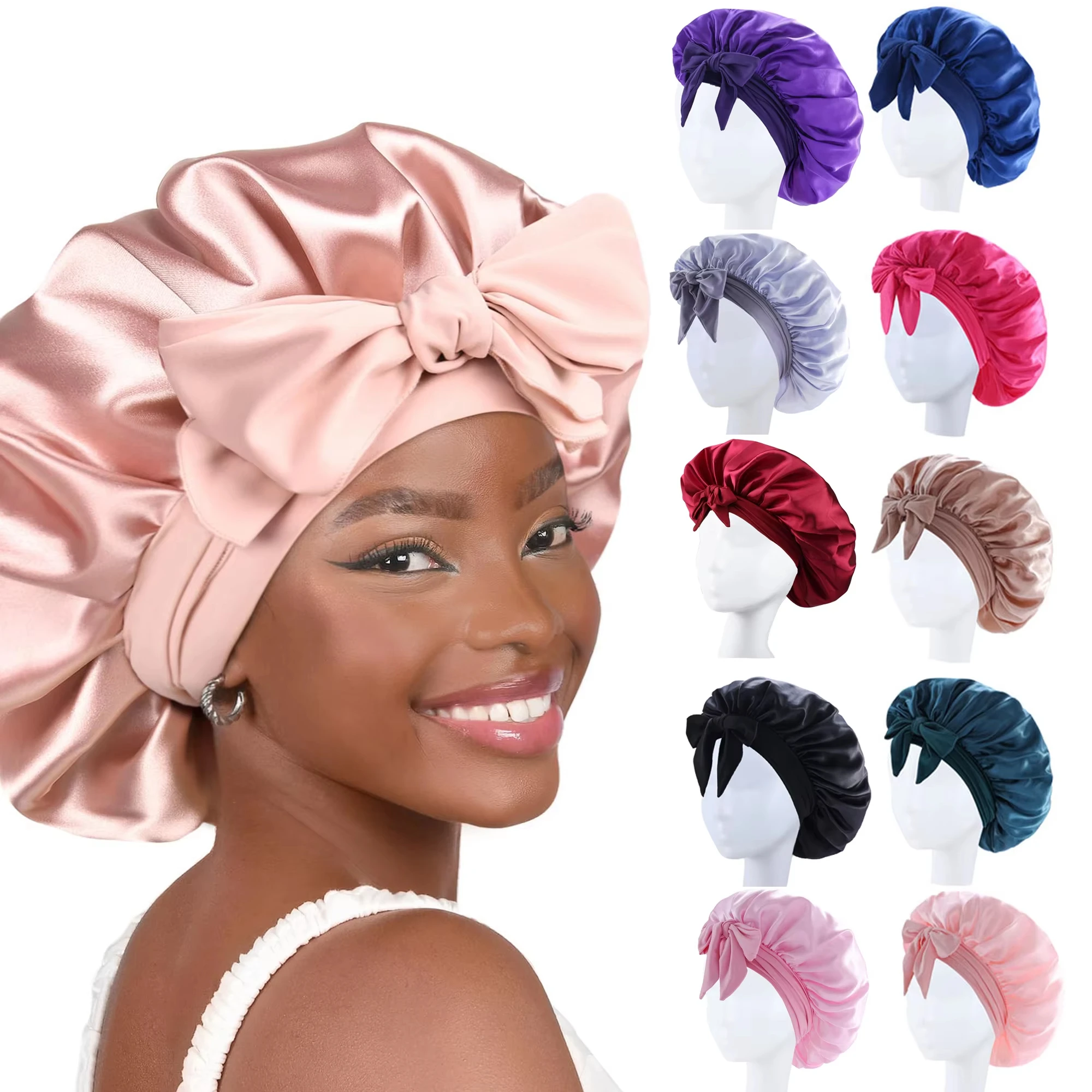 Satin Bonnet with Tie Band