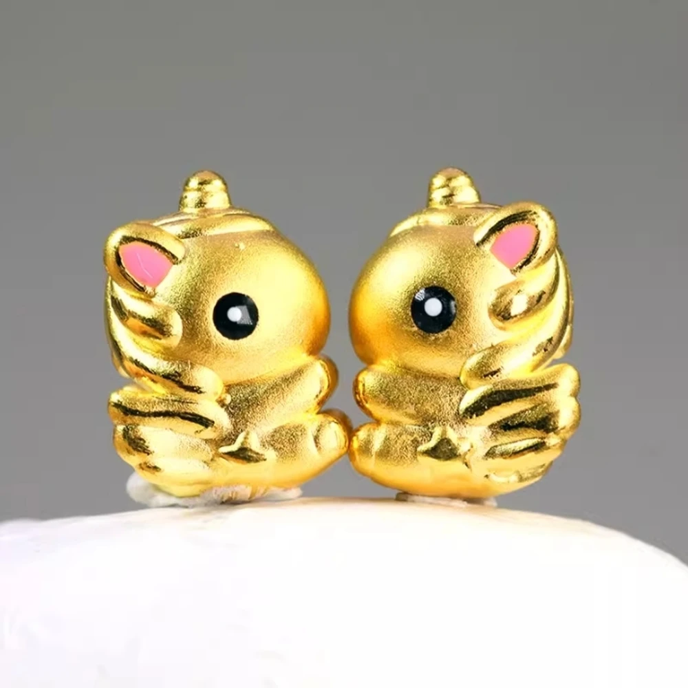 

1 шт. настоящий чистый 999 24-каратный желтый золотой бисер эмалевые крылья единорога Милая лошадь кулон 0,9 г