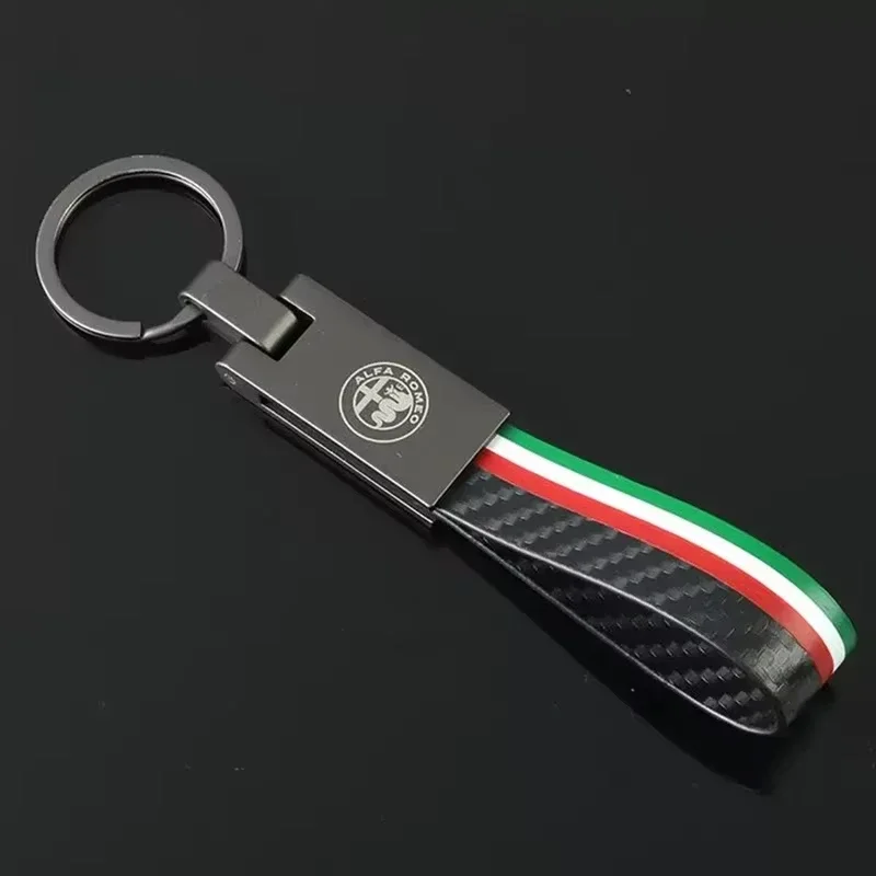 Luxury Leather Car Badge Keychain with Alfa Romeo Logo