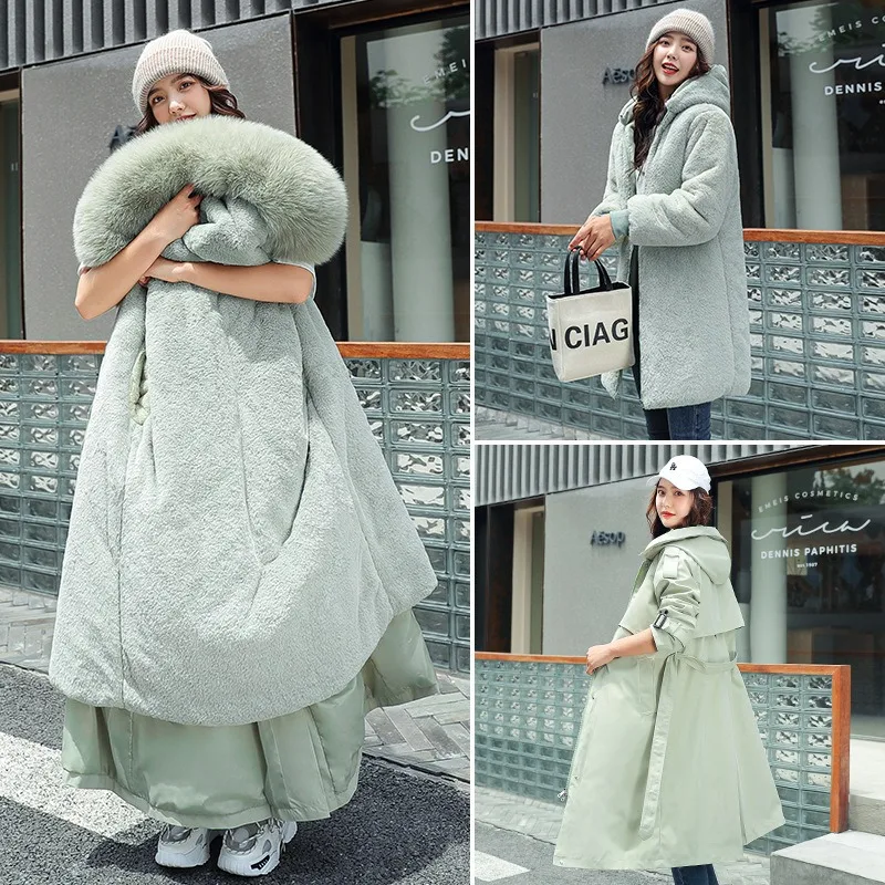 

Winter Jacket Female Women's Warm Winter Long Coats Hooded Fur Lining Thick Warm Winter Jacket for Women 2023 New Female Jackets