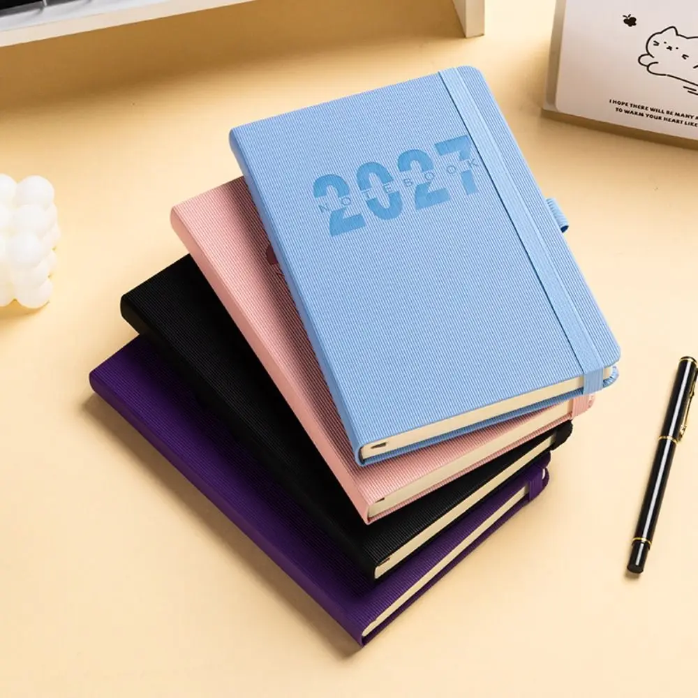 휴대용 A5 2027 플래너 365일 월간 및 주간 계획 페이지가 있는 일정표 노트 영어 효율성 영어 플래너 학생용