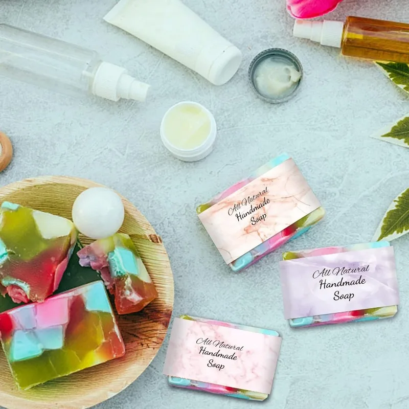 Marble Soap Wrappers 90pcs 9 Styles Soap Packaging Paper Wrap Paper Tape Vertical Tag Sleeves Covers