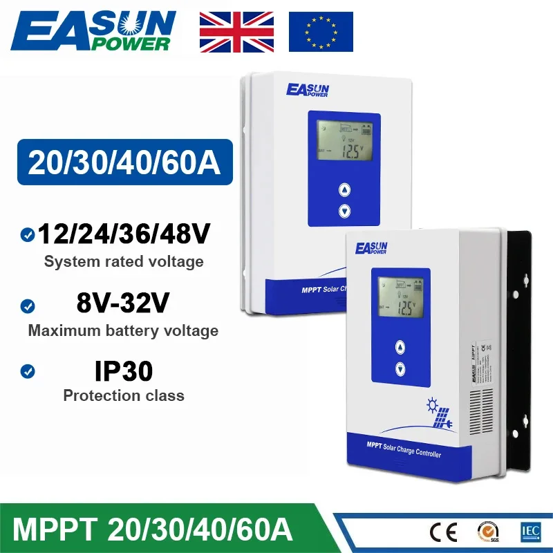 EASUN POWER 60A 20A MPPT Solar Charge Controller 12V 24V 36V 48V Auto Battery Solar Regulator Solar Panel For Max 150VDC Input