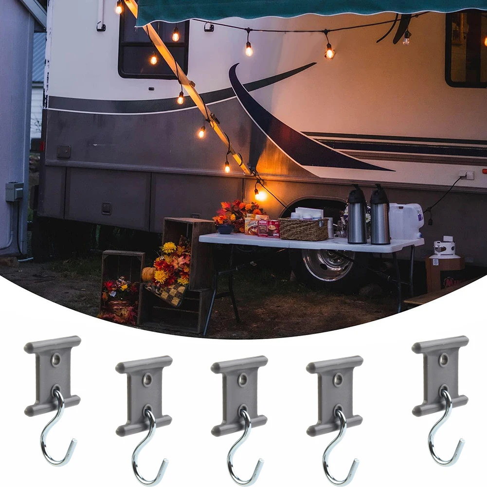 8PCS S-shaped Camping Awning Hooks Clips RV Tent Hangers Light Hangers Party Light Hangers For Caravan Camper Accessories Hooks 8pcs weeding black party wall led zoom par 64 rgbwap 6 in 1 18 18w led par zoom light