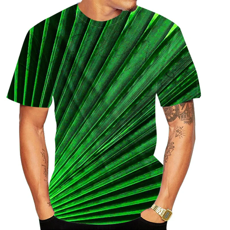 

New Arrival Popular Hip Hop T-shirt Men's Women's Leaf 3D Printing Summer Fashion Short Sleeve Shirt